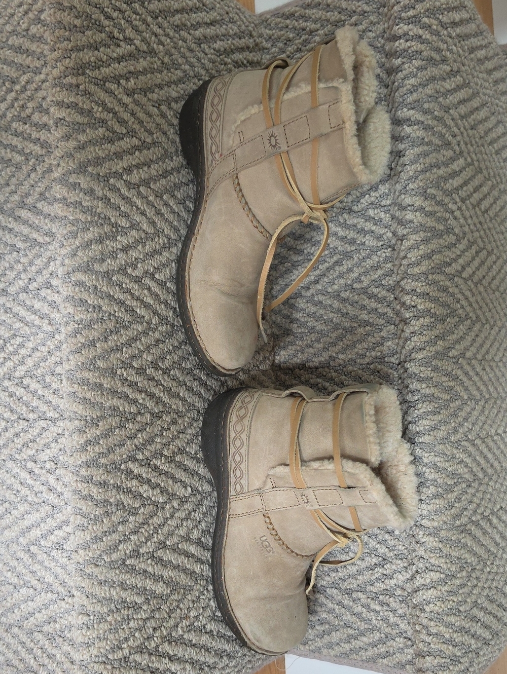 UGG Taupe Shearling-Lined Laced Short Boot